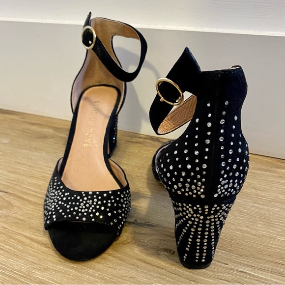 Retro Black Rhinestone Heels - Picture 2 of 5